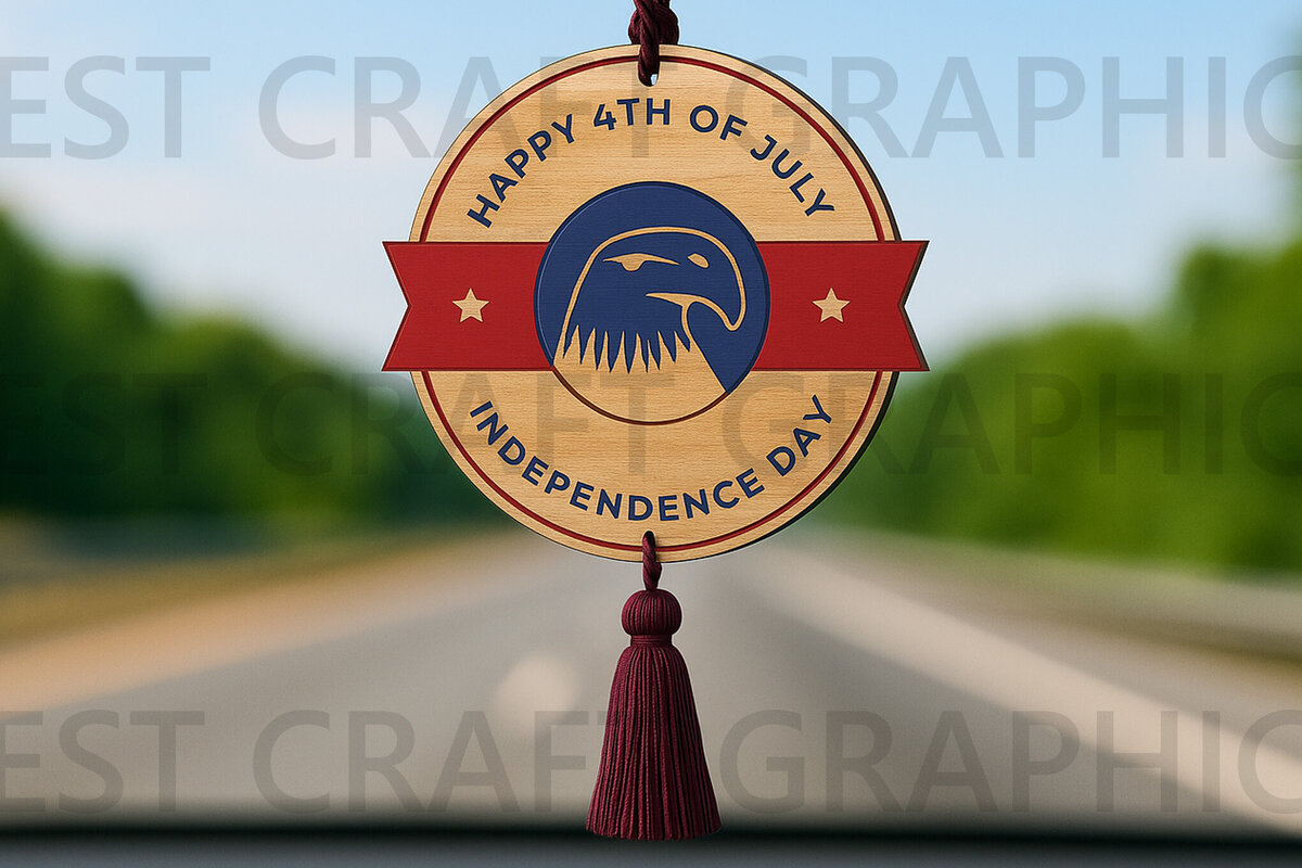 Σετ των 2 Intra απο ξύλο plywood  Χρώμα wenge 3mm-4mm πάχος - Έμβλημα αετού 4ης Ιουλίου Δίασταση 6x6 cm INTRAFABR-110052090