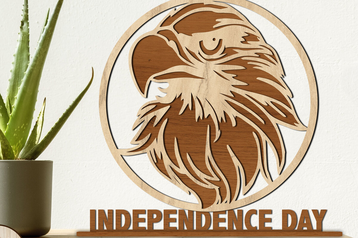 Σετ των 2 Intra απο ξύλο plywood  Χρώμα wenge 3mm-4mm πάχος - Αετός, Ημέρα της Ανεξαρτησίας, 4 Ιουλίου Δίασταση 12x11 cm INTRAFABR-85007695