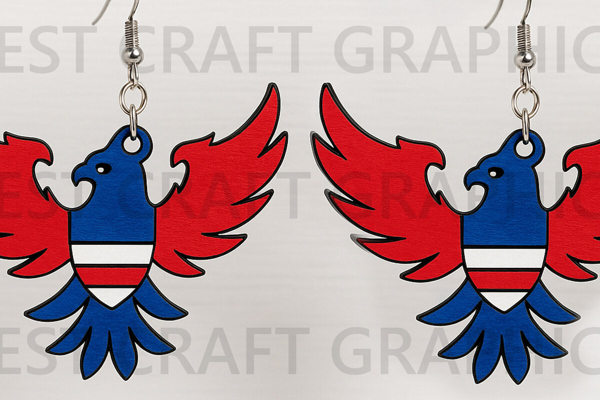 Σετ των 3 Intra απο ξύλο plywood  Χρώμα wenge 3mm-4mm πάχος - Eagle Wings Patriotic Earrings Δίασταση 3x3 cm INTRAFABR-110840949