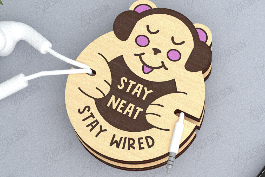 Intra απο ξύλο plywood  Χρώμα wenge 3mm-4mm πάχος - Ακουστικό Cord Organizer | CNC Δίασταση 20x20 cm INTRAFABR-91078578