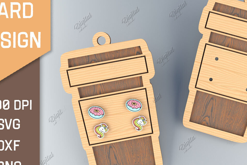 Σετ των 3 Intra απο ξύλο plywood  Χρώμα wenge 3mm-4mm πάχος - Κάρτα σκουλαρίκι Lasercut. 3D Latte Δίασταση 3x3 cm INTRAFABR-86709999