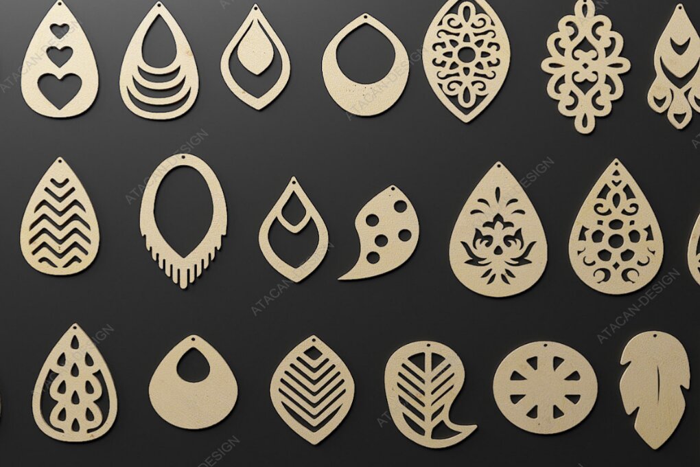 Σετ των 3 Intra απο ξύλο plywood  Χρώμα wenge 3mm-4mm πάχος - Σχέδια σκουλαρικιών: Ready!053 Δίασταση 3x3 cm INTRAFABR-80759897