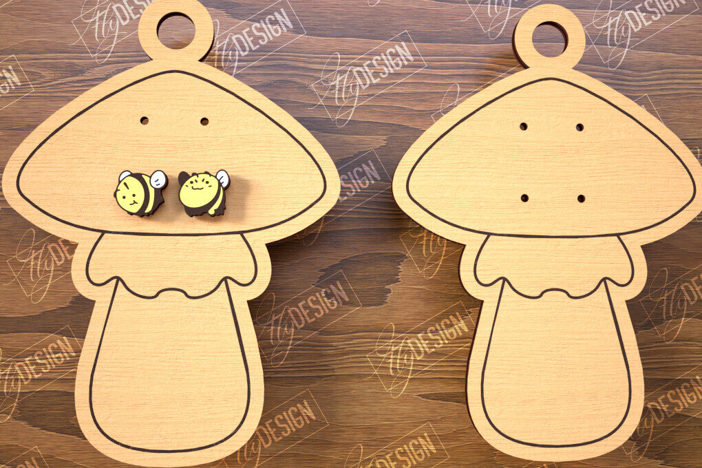 Σετ των 3 Intra απο ξύλο plywood  Χρώμα wenge 3mm-4mm πάχος - Οθόνη σκουλαρικιών |Οθόνη σε σχήμα μανιταριού Δίασταση 3x3 cm INTRAFABR-81433040