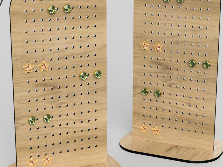 Σετ των 3 Intra απο ξύλο plywood  Χρώμα wenge 3mm-4mm πάχος - Στάση οθόνης σκουλαρικιών για κοπής με λέιζερ Δίασταση 3x3 cm INTRAFABR-83207028