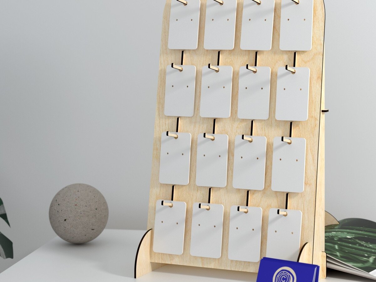 Σετ των 3 Intra απο ξύλο plywood  Χρώμα wenge 3mm-4mm πάχος - Στάση οθόνης σκουλαρικιών - Δίασταση 3x3 cm INTRAFABR-105557732