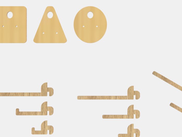 Σετ των 3 Intra απο ξύλο plywood  Χρώμα wenge 3mm-4mm πάχος - Στήριγμα οθόνης σκουλαρικιών Επιλογή 2 Δίασταση 3x3 cm INTRAFABR-105557742