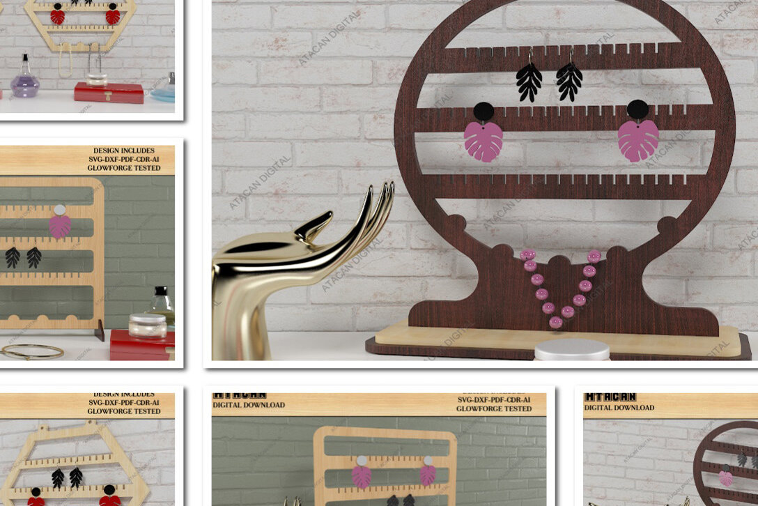 Σετ των 3 Intra απο ξύλο plywood  Χρώμα wenge 3mm-4mm πάχος - Σκουλαρίκια κοσμήματα με βάση στήριξης Δίασταση 3x3 cm INTRAFABR-105619724