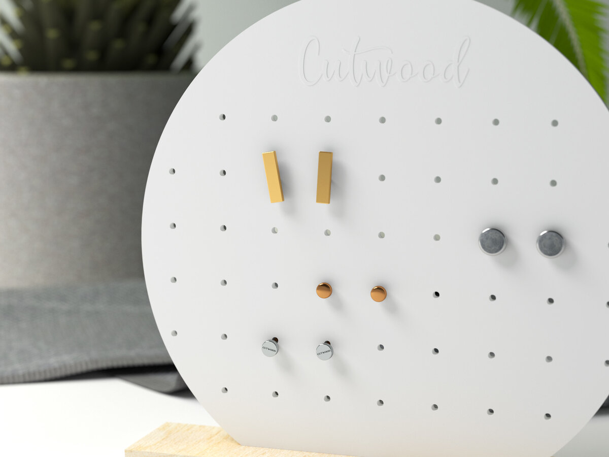 Σετ των 3 Intra απο ξύλο plywood  Χρώμα wenge 3mm-4mm πάχος - Στάση για κοσμήματα σκουλαρίκι Δίασταση 3x3 cm INTRAFABR-32351871