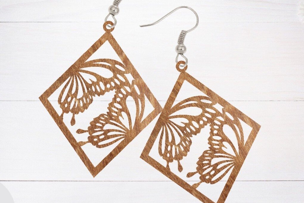 Σετ των 3 Intra απο ξύλο plywood  Χρώμα wenge 3mm-4mm πάχος - Σκουλαρίκι File, Σκουλαρίκι Δίασταση 3x3 cm INTRAFABR-105070857