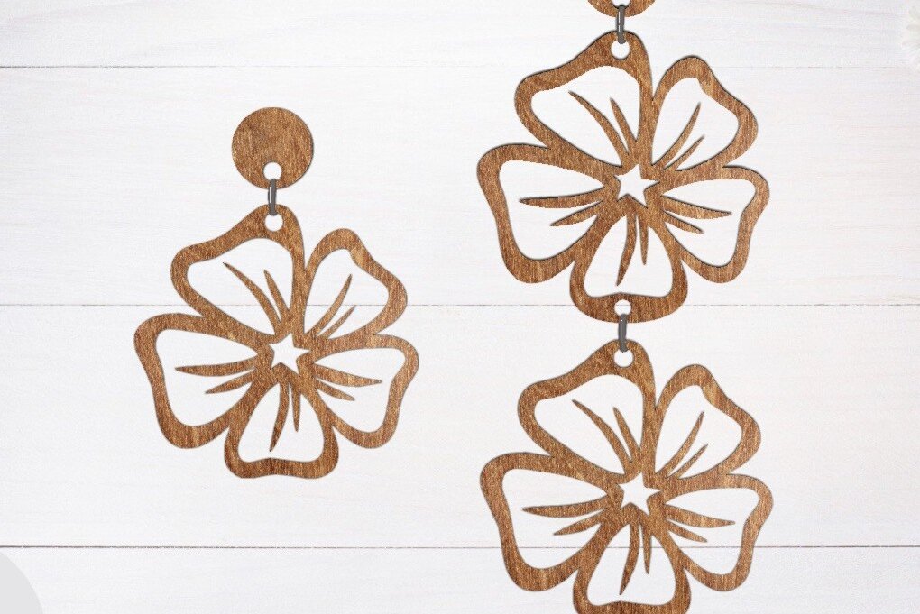 Σετ των 3 Intra απο ξύλο plywood  Χρώμα wenge 3mm-4mm πάχος - Σκουλαρίκι κοπής με λέιζερ, Σκουλαρίκι λουλουδιών Δίασταση 3x3 cm INTRAFABR-105070825