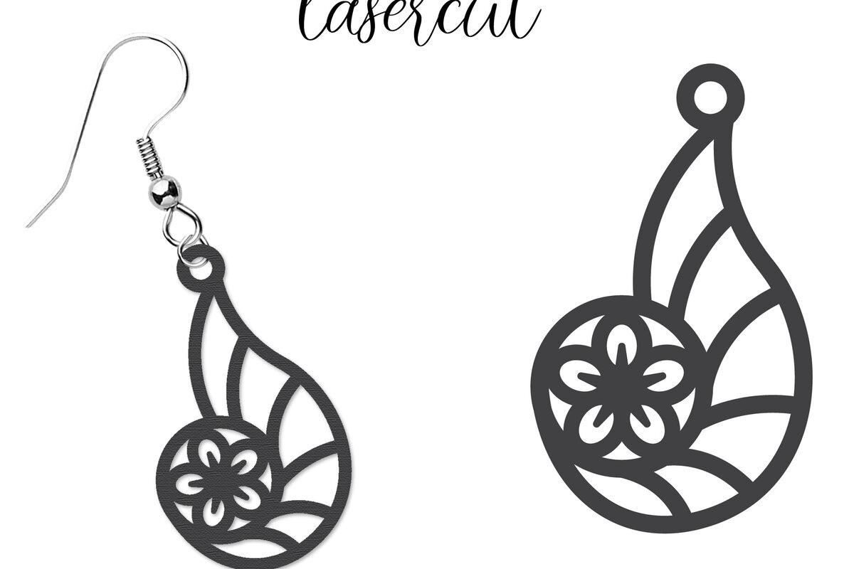 Σετ των 3 Intra απο ξύλο plywood  Χρώμα wenge 3mm-4mm πάχος - Σκουλαρίκι LaserCut - Lasercut Δίασταση 3x3 cm INTRAFABR-110836324