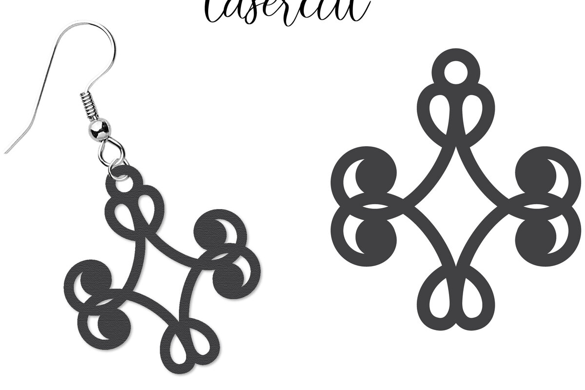 Σετ των 3 Intra απο ξύλο plywood  Χρώμα wenge 3mm-4mm πάχος - Σκουλαρίκι LaserCut - Lasercut Δίασταση 3x3 cm INTRAFABR-41871333