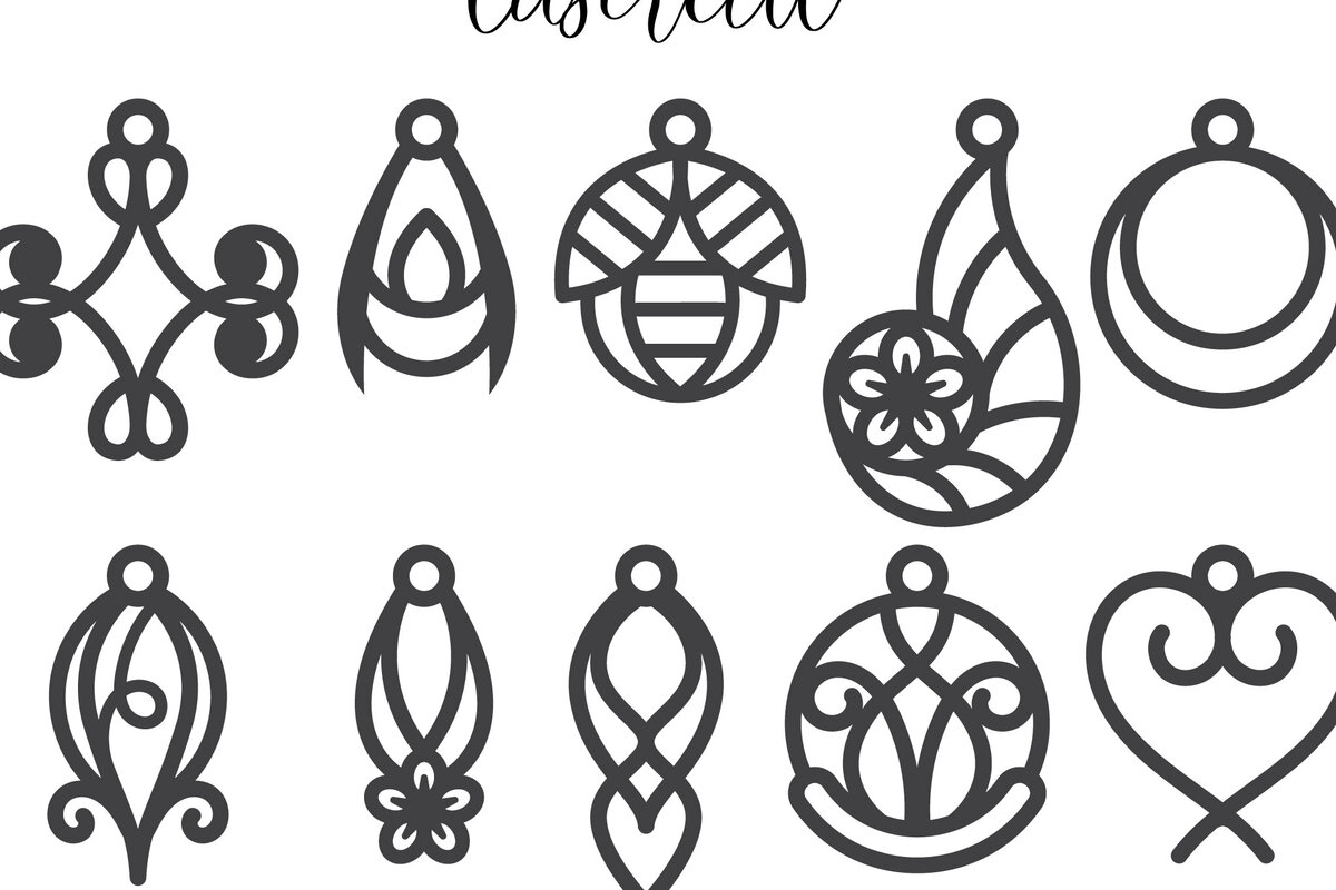 Σετ των 3 Intra απο ξύλο plywood  Χρώμα wenge 3mm-4mm πάχος - Σκουλαρίκι LaserCut - Lasercut Δίασταση 3x3 cm INTRAFABR-109516874