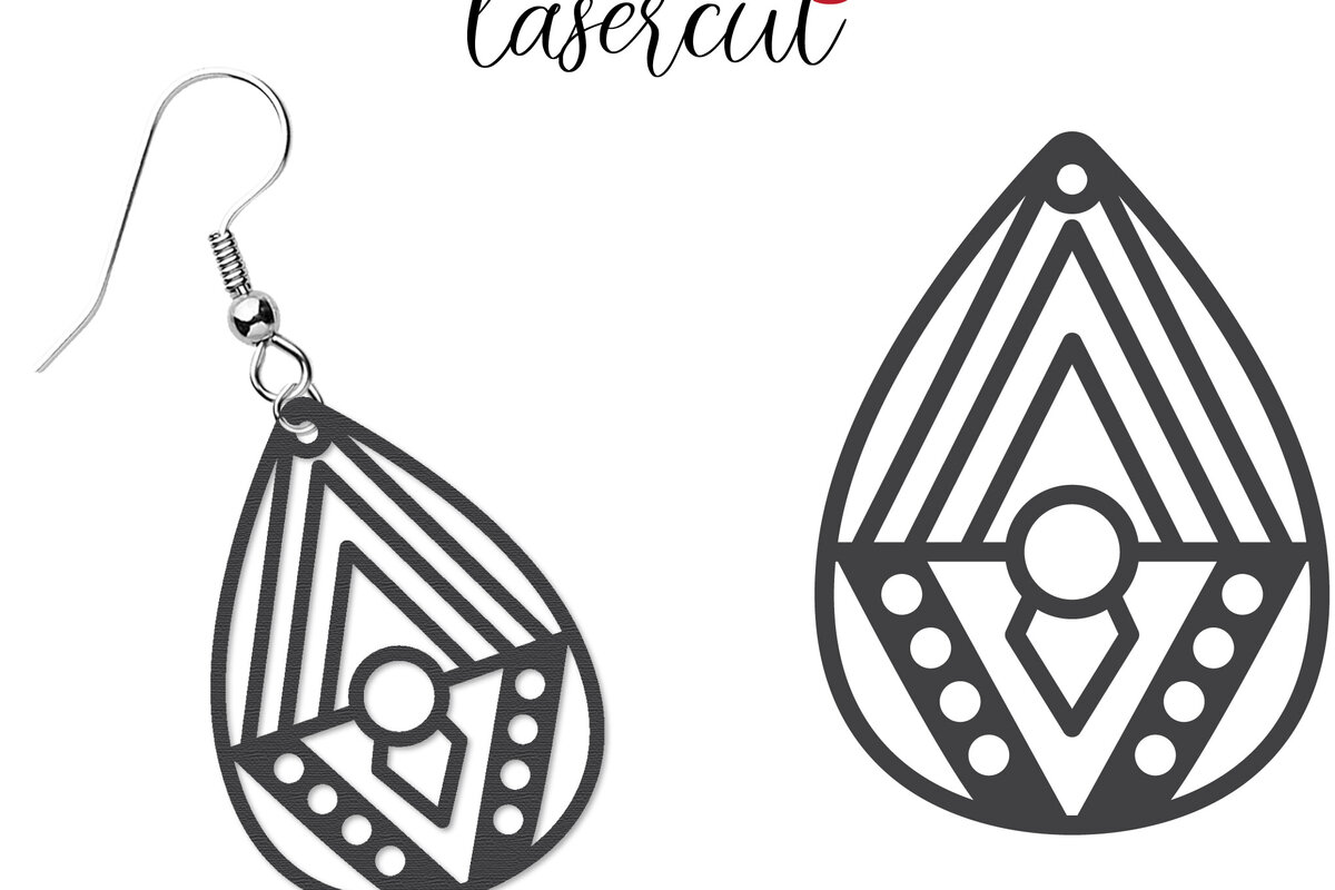 Σετ των 3 Intra απο ξύλο plywood  Χρώμα wenge 3mm-4mm πάχος - Σκουλαρίκι LaserCut - Lasercut Δίασταση 3x3 cm INTRAFABR-47217956