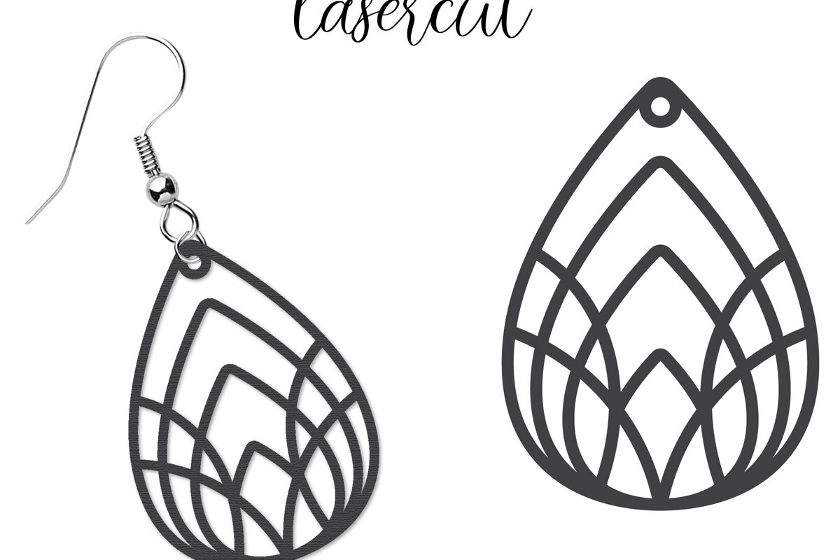 Σετ των 3 Intra απο ξύλο plywood  Χρώμα wenge 3mm-4mm πάχος - Σκουλαρίκι LaserCut - Lasercut Δίασταση 3x3 cm INTRAFABR-110857535