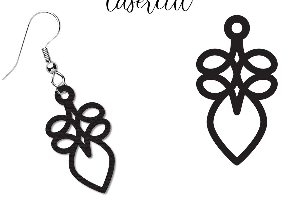 Σετ των 3 Intra απο ξύλο plywood  Χρώμα wenge 3mm-4mm πάχος - Σκουλαρίκι LaserCut - Lasercut Δίασταση 3x3 cm INTRAFABR-42010286