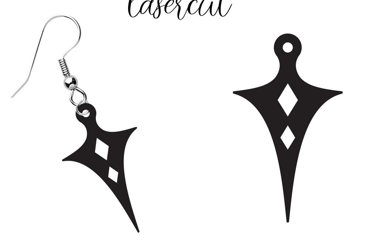 Σετ των 3 Intra απο ξύλο plywood  Χρώμα wenge 3mm-4mm πάχος - Σκουλαρίκι LaserCut - Lasercut Δίασταση 3x3 cm INTRAFABR-108194297