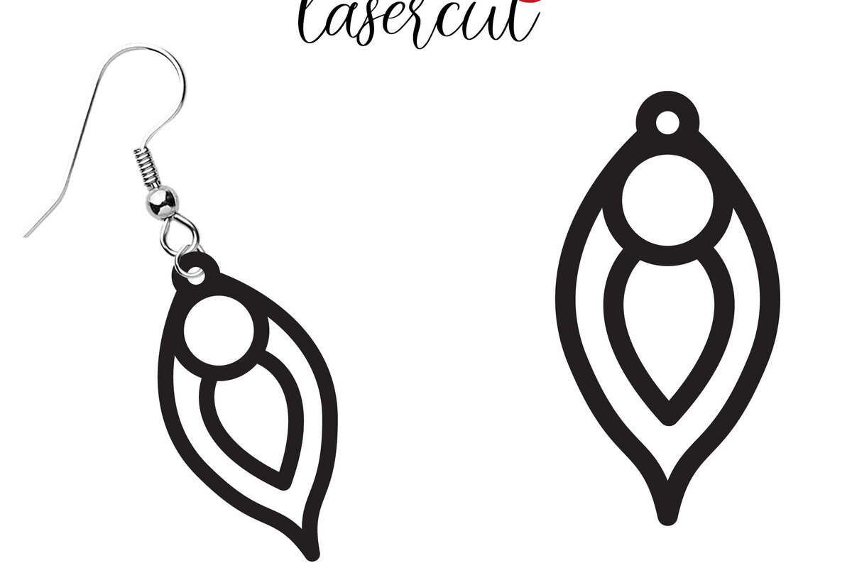 Σετ των 3 Intra απο ξύλο plywood  Χρώμα wenge 3mm-4mm πάχος - Σκουλαρίκι LaserCut - Lasercut Δίασταση 3x3 cm INTRAFABR-108733005