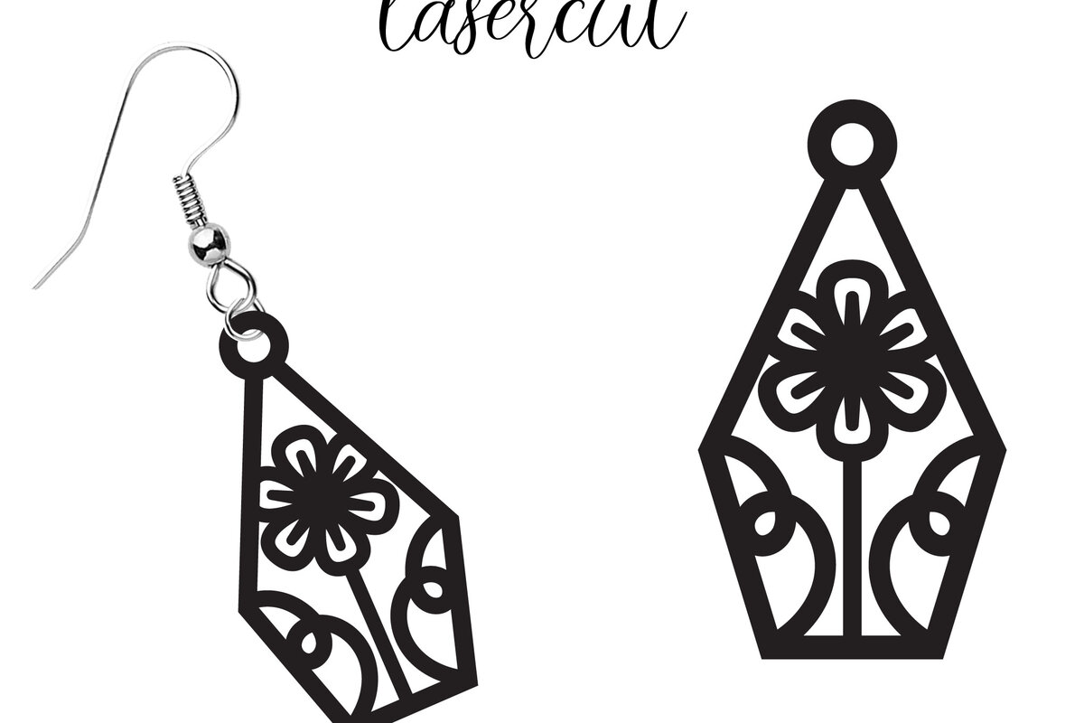 Σετ των 3 Intra απο ξύλο plywood  Χρώμα wenge 3mm-4mm πάχος - Σκουλαρίκι LaserCut - Lasercut Δίασταση 3x3 cm INTRAFABR-108733138