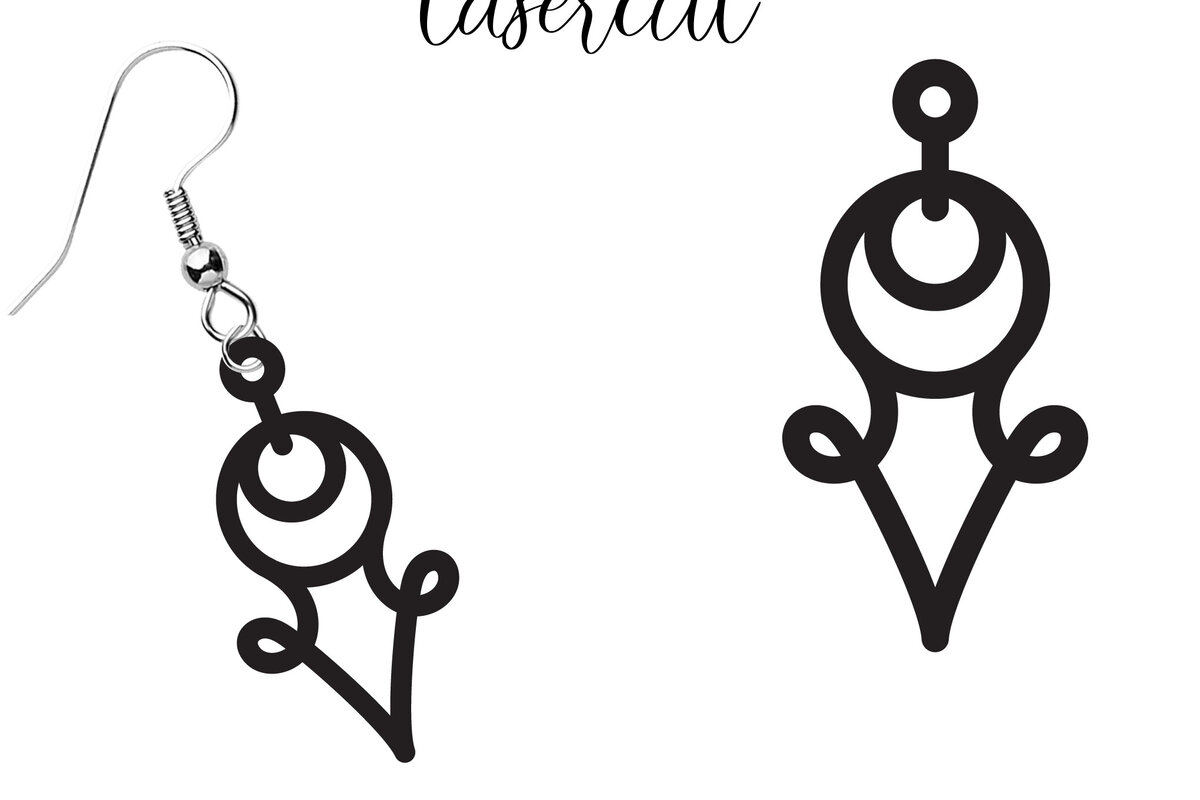 Σετ των 3 Intra απο ξύλο plywood  Χρώμα wenge 3mm-4mm πάχος - Σκουλαρίκι LaserCut - Lasercut Δίασταση 3x3 cm INTRAFABR-108866579