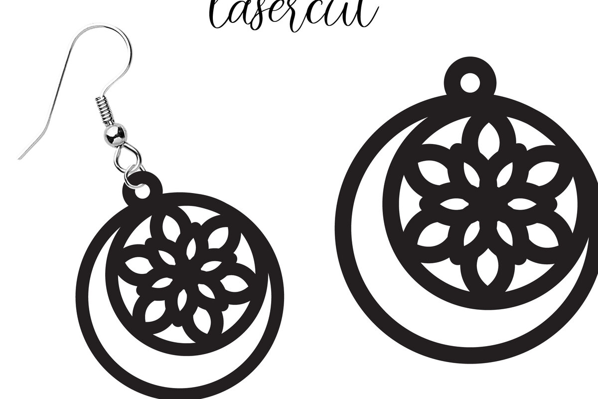 Σετ των 3 Intra απο ξύλο plywood  Χρώμα wenge 3mm-4mm πάχος - Σκουλαρίκι LaserCut - LaserCut Δίασταση 3x3 cm INTRAFABR-108962627