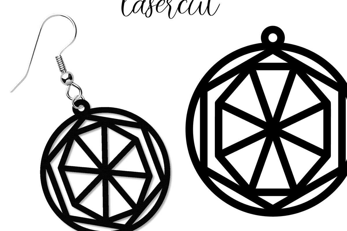 Σετ των 3 Intra απο ξύλο plywood  Χρώμα wenge 3mm-4mm πάχος - Σκουλαρίκι LaserCut - Πρότυπο Lasercut Δίασταση 3x3 cm INTRAFABR-109293945