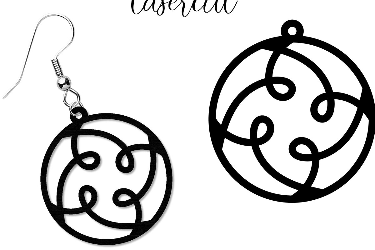 Σετ των 3 Intra απο ξύλο plywood  Χρώμα wenge 3mm-4mm πάχος - Σκουλαρίκι LaserCut - Πρότυπο Lasercut Δίασταση 3x3 cm INTRAFABR-108278201