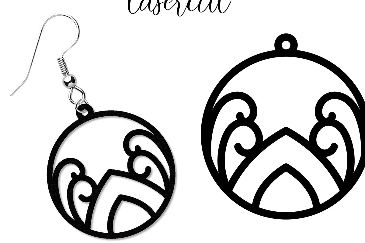 Σετ των 3 Intra απο ξύλο plywood  Χρώμα wenge 3mm-4mm πάχος - Σκουλαρίκι LaserCut - Πρότυπο Lasercut Δίασταση 3x3 cm INTRAFABR-109394785