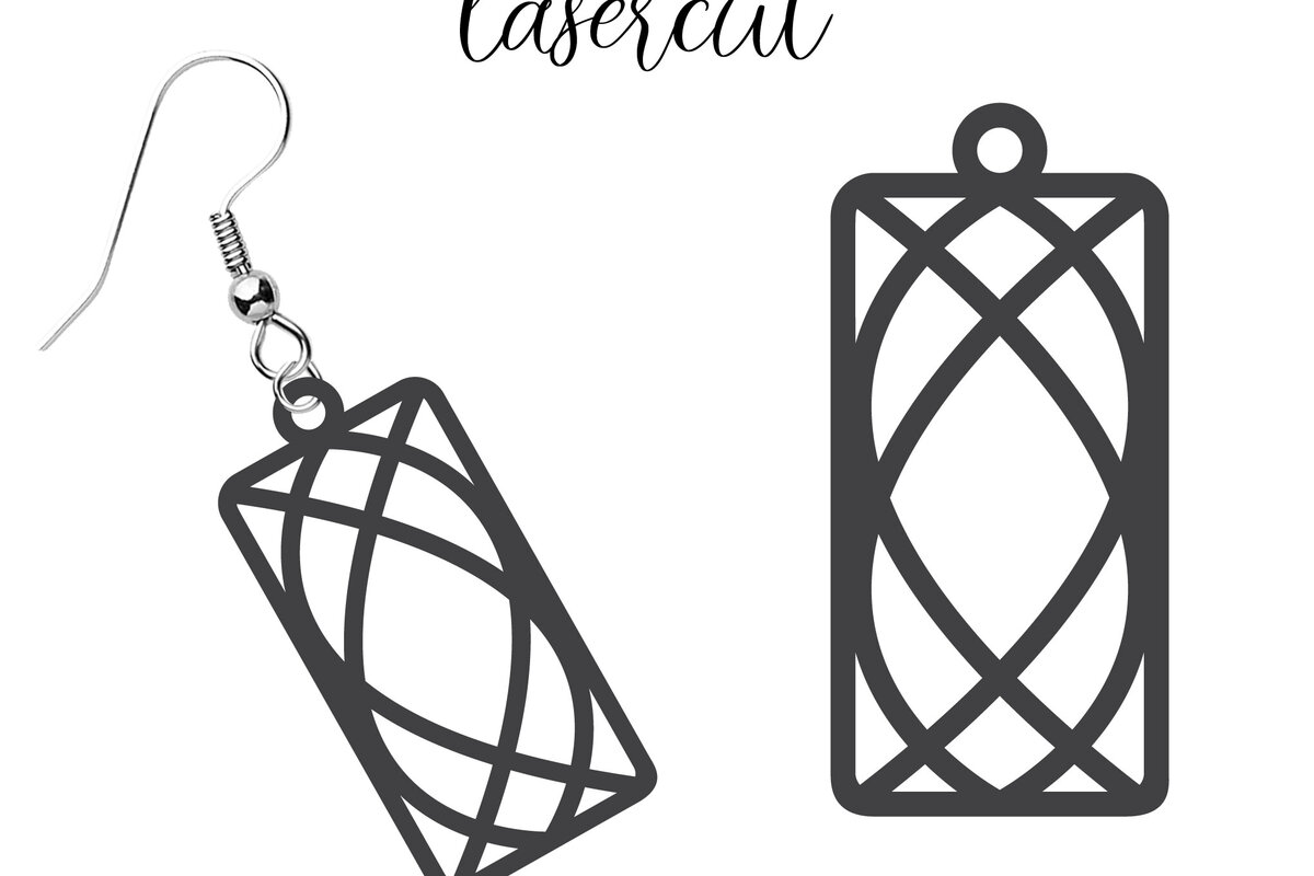 Σετ των 3 Intra απο ξύλο plywood  Χρώμα wenge 3mm-4mm πάχος - Σκουλαρίκι LaserCut Δίασταση 3x3 cm INTRAFABR-48798364