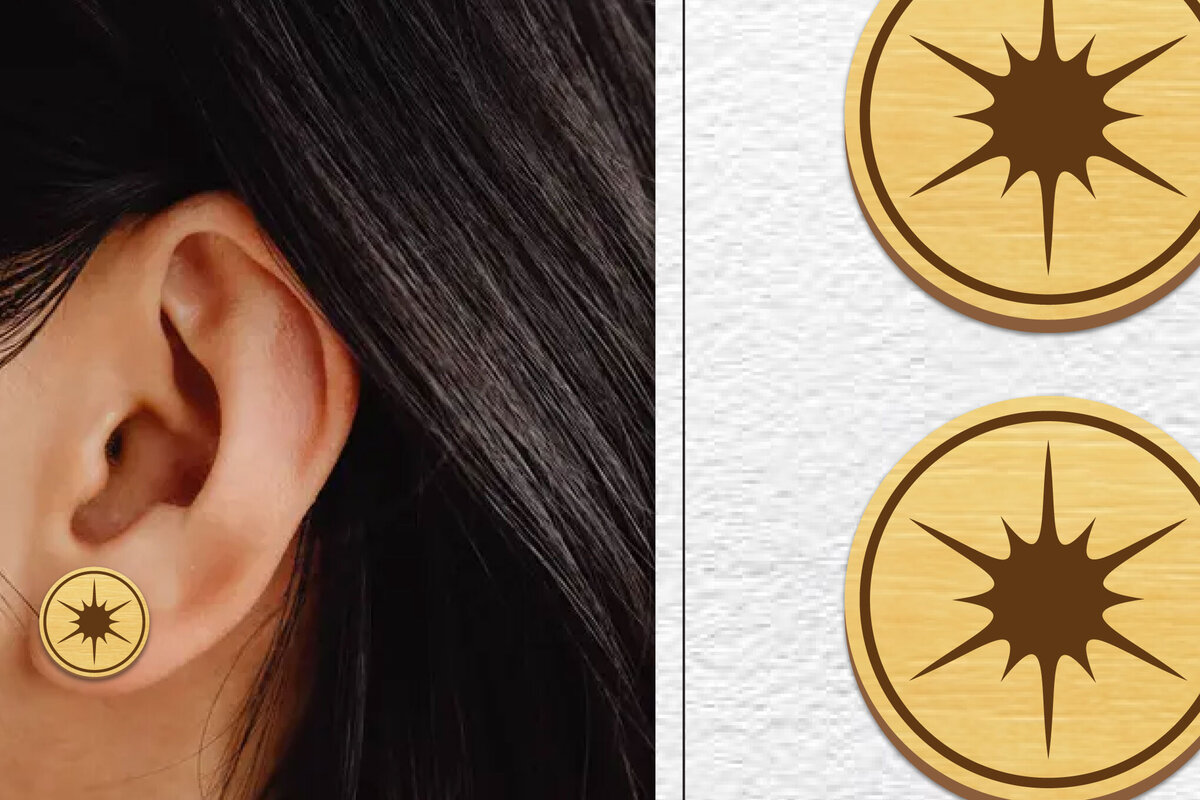 Σετ των 3 Intra απο ξύλο plywood  Χρώμα wenge 3mm-4mm πάχος - Σκουλαρίκια μαγνήτης κοπής λέιζερ | Καρφιά Δίασταση 3x3 cm INTRAFABR-47512603