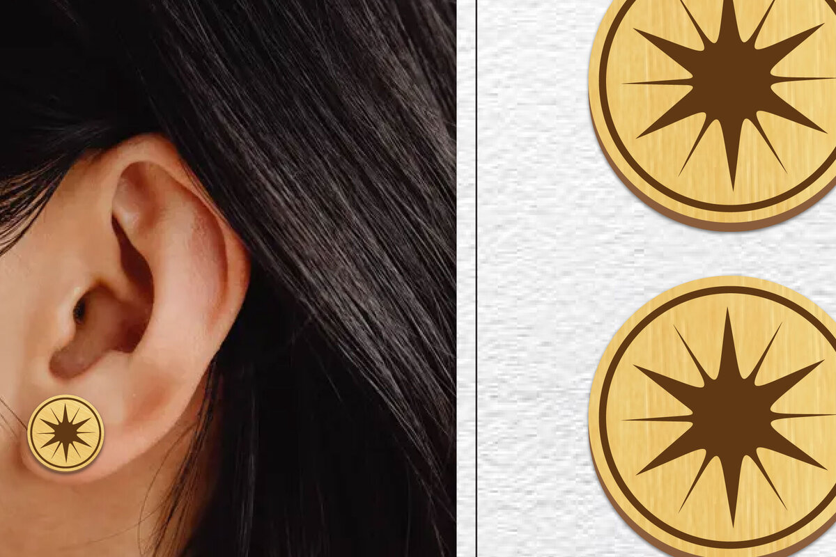 Σετ των 3 Intra απο ξύλο plywood  Χρώμα wenge 3mm-4mm πάχος - Σκουλαρίκια μαγνήτης κοπής λέιζερ | Καρφιά Δίασταση 3x3 cm INTRAFABR-47711133