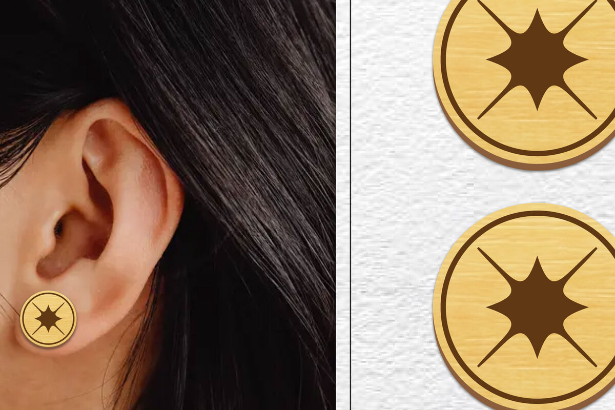 Σετ των 3 Intra απο ξύλο plywood  Χρώμα wenge 3mm-4mm πάχος - Σκουλαρίκια μαγνήτης κοπής λέιζερ | Καρφιά Δίασταση 3x3 cm INTRAFABR-47711123