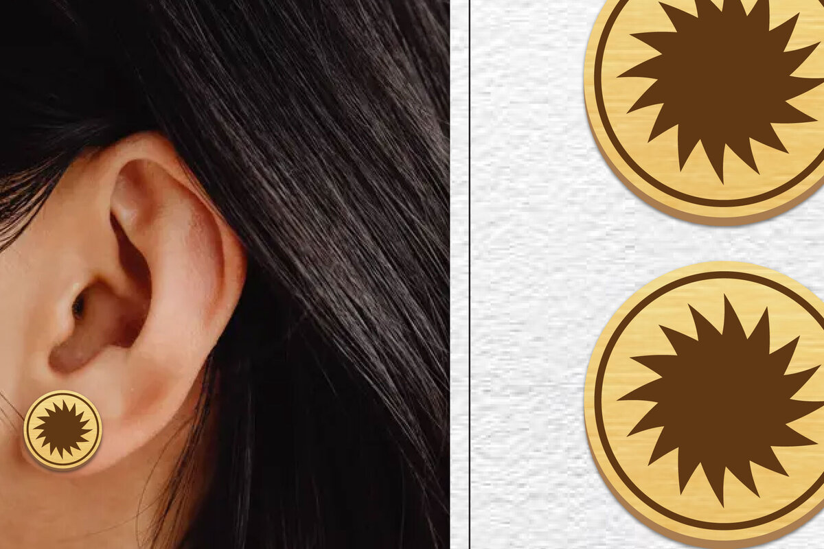 Σετ των 3 Intra απο ξύλο plywood  Χρώμα wenge 3mm-4mm πάχος - Σκουλαρίκια μαγνήτης κοπής λέιζερ | Καρφιά Δίασταση 3x3 cm INTRAFABR-85127656