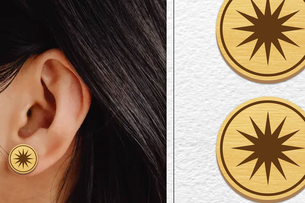 Σετ των 3 Intra απο ξύλο plywood  Χρώμα wenge 3mm-4mm πάχος - Σκουλαρίκια μαγνήτης κοπής λέιζερ | Καρφιά Δίασταση 3x3 cm INTRAFABR-85127667