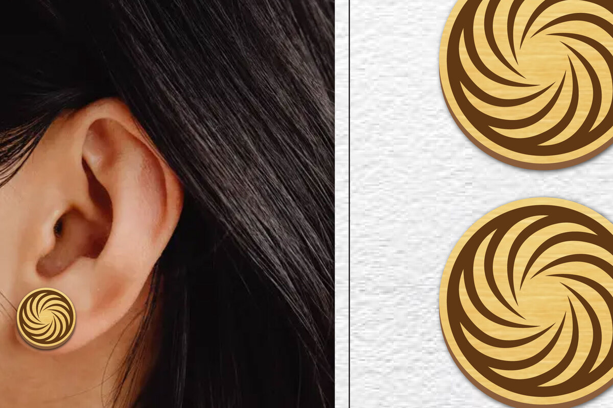 Σετ των 3 Intra απο ξύλο plywood  Χρώμα wenge 3mm-4mm πάχος - Σκουλαρίκια μαγνήτης κοπής με λέιζερ | Καρφιά Δίασταση 3x3 cm INTRAFABR-82766594