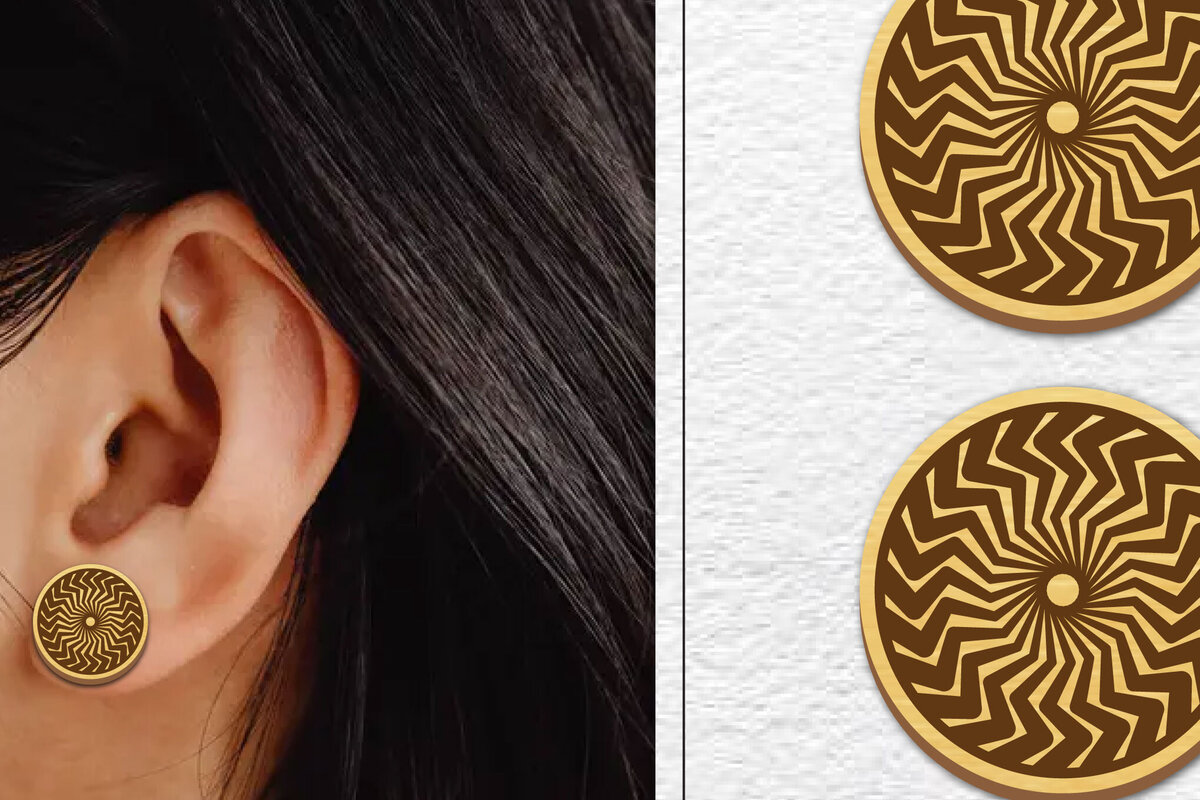 Σετ των 3 Intra απο ξύλο plywood  Χρώμα wenge 3mm-4mm πάχος - Σκουλαρίκια μαγνήτης κοπής με λέιζερ | Καρφιά Δίασταση 3x3 cm INTRAFABR-82766608