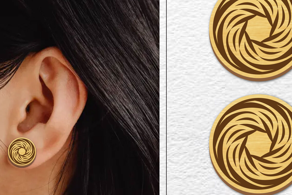 Σετ των 3 Intra απο ξύλο plywood  Χρώμα wenge 3mm-4mm πάχος - Σκουλαρίκια μαγνήτης κοπής με λέιζερ | Καρφιά Δίασταση 3x3 cm INTRAFABR-82766619