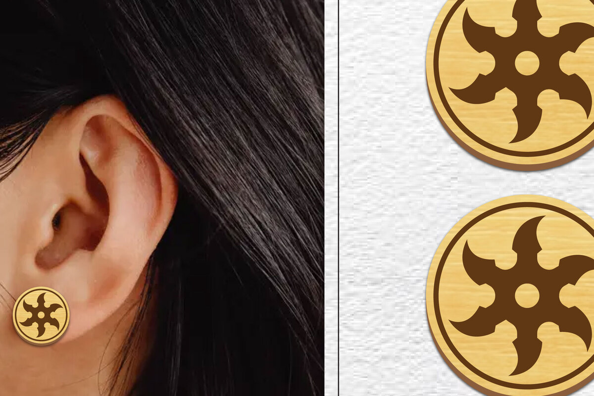 Σετ των 3 Intra απο ξύλο plywood  Χρώμα wenge 3mm-4mm πάχος - Σκουλαρίκια μαγνήτης κοπής με λέιζερ | Καρφιά Δίασταση 3x3 cm INTRAFABR-81733264