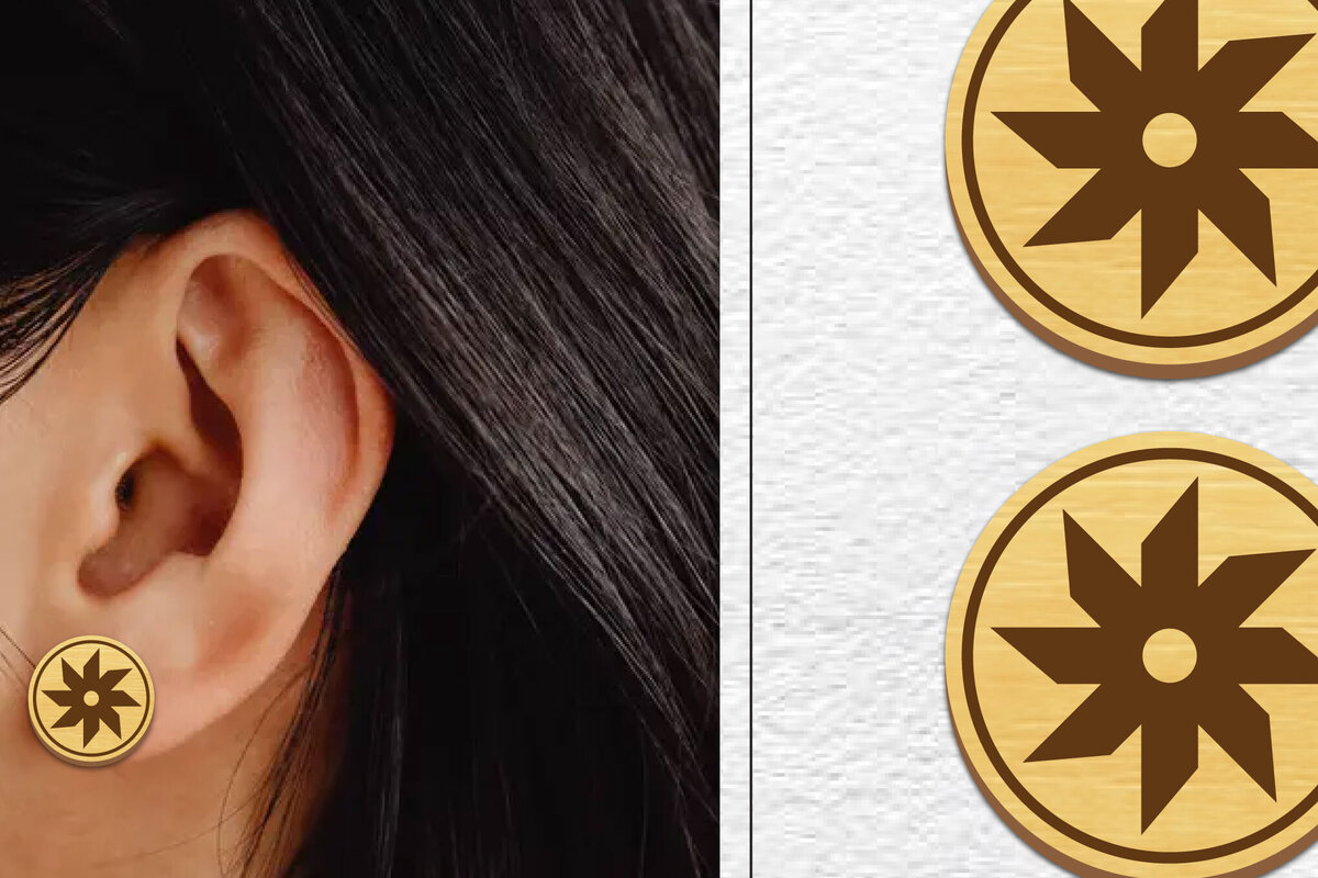 Σετ των 3 Intra απο ξύλο plywood  Χρώμα wenge 3mm-4mm πάχος - Σκουλαρίκια μαγνήτης κοπής με λέιζερ | Καρφιά Δίασταση 3x3 cm INTRAFABR-81733271