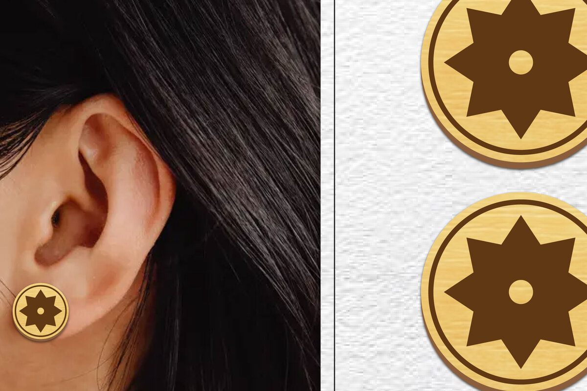 Σετ των 3 Intra απο ξύλο plywood  Χρώμα wenge 3mm-4mm πάχος - Σκουλαρίκια μαγνήτης κοπής με λέιζερ | Καρφιά Δίασταση 3x3 cm INTRAFABR-38534180