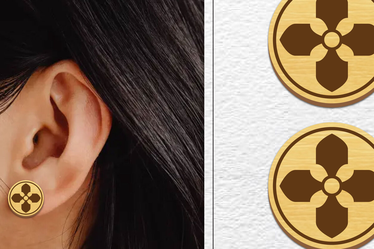 Σετ των 3 Intra απο ξύλο plywood  Χρώμα wenge 3mm-4mm πάχος - Σκουλαρίκια μαγνήτης κοπής με λέιζερ | Καρφιά Δίασταση 3x3 cm INTRAFABR-107297705