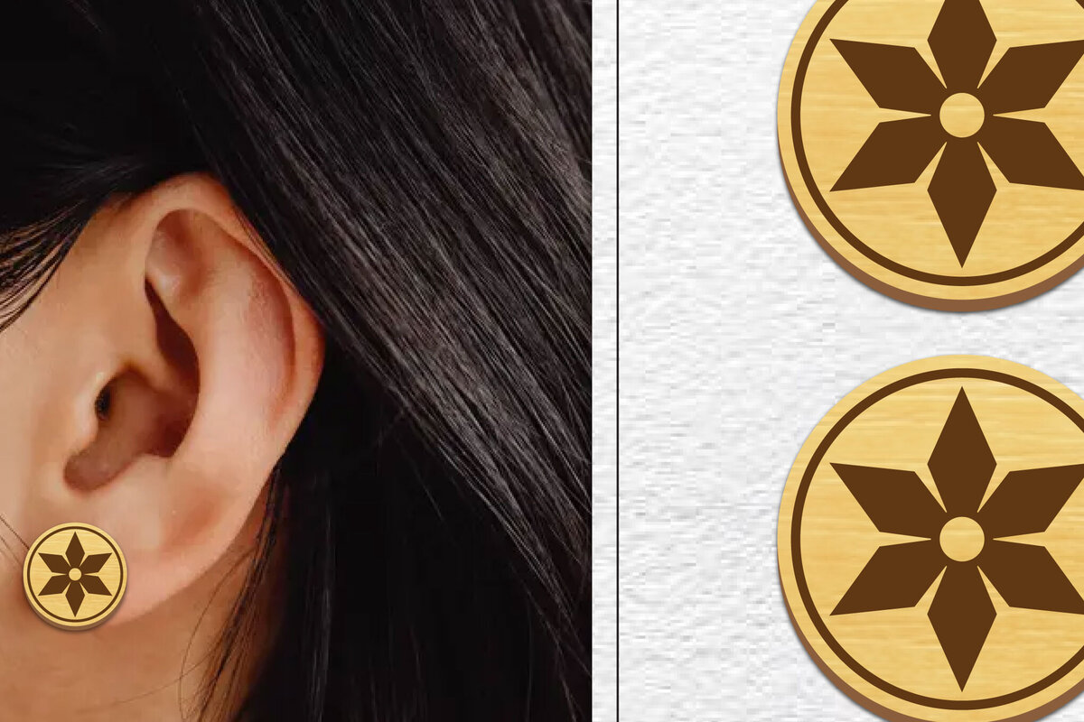 Σετ των 3 Intra απο ξύλο plywood  Χρώμα wenge 3mm-4mm πάχος - Σκουλαρίκια μαγνήτης κοπής με λέιζερ | Καρφιά Δίασταση 3x3 cm INTRAFABR-107297718