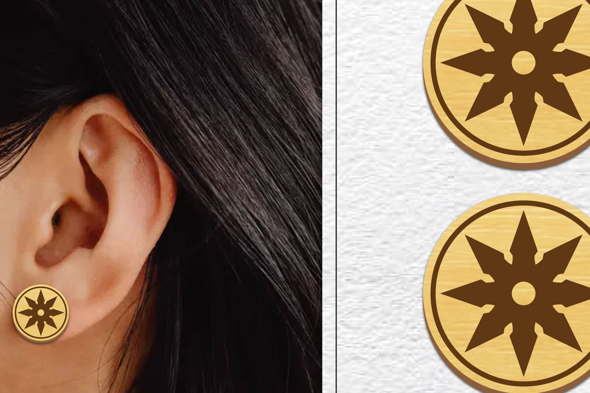 Σετ των 3 Intra απο ξύλο plywood  Χρώμα wenge 3mm-4mm πάχος - Σκουλαρίκια μαγνήτης κοπής με λέιζερ | Καρφιά Δίασταση 3x3 cm INTRAFABR-107297728