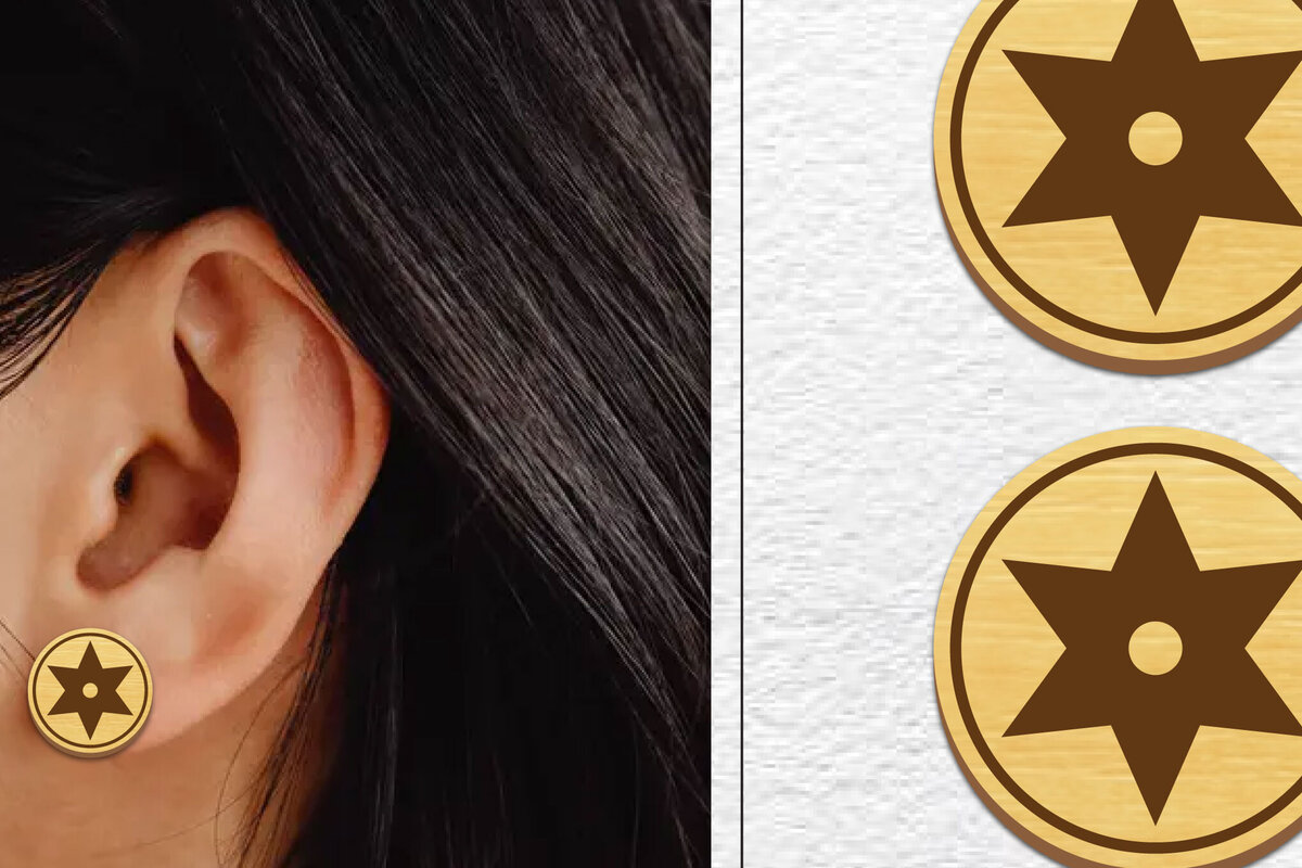 Σετ των 3 Intra απο ξύλο plywood  Χρώμα wenge 3mm-4mm πάχος - Σκουλαρίκια μαγνήτης κοπής με λέιζερ | Καρφιά Δίασταση 3x3 cm INTRAFABR-107297744