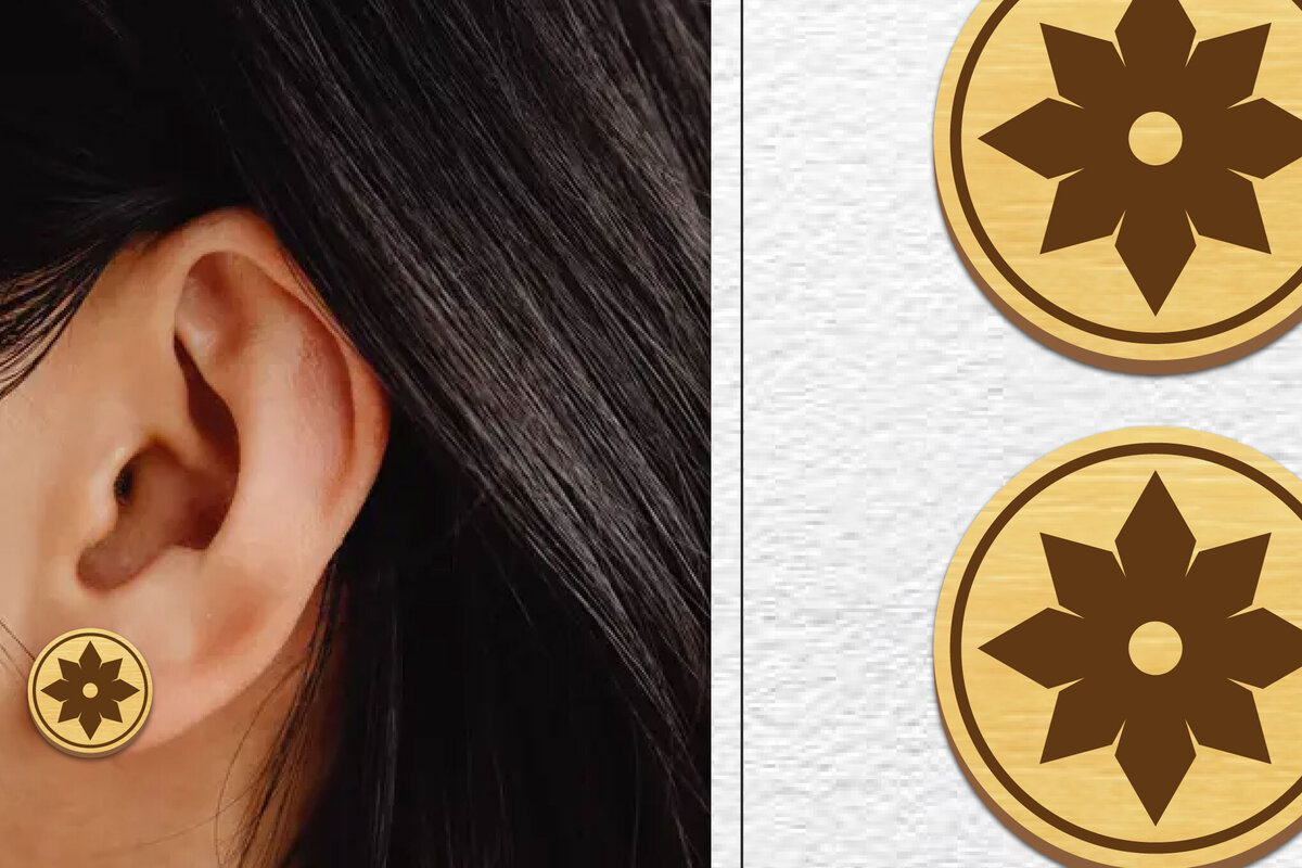 Σετ των 3 Intra απο ξύλο plywood  Χρώμα wenge 3mm-4mm πάχος - Σκουλαρίκια μαγνήτης κοπής με λέιζερ | Καρφιά Δίασταση 3x3 cm INTRAFABR-107297757