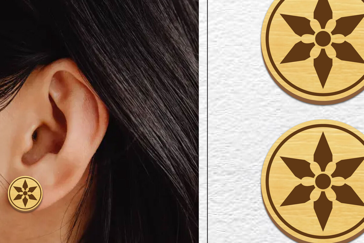 Σετ των 3 Intra απο ξύλο plywood  Χρώμα wenge 3mm-4mm πάχος - Σκουλαρίκια μαγνήτης κοπής με λέιζερ | Καρφιά Δίασταση 3x3 cm INTRAFABR-81097440