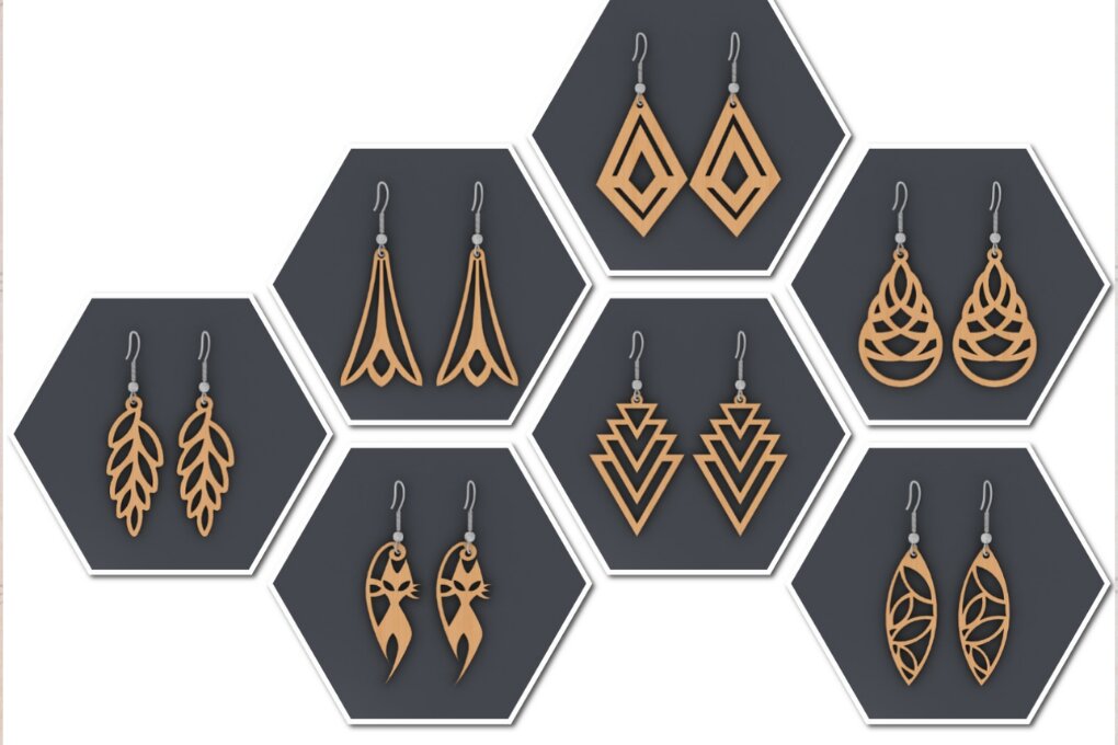 Σετ των 3 Intra απο ξύλο plywood  Χρώμα wenge 3mm-4mm πάχος - Σκουλαρίκι Bundle 265 Δίασταση 3x3 cm INTRAFABR-118738659