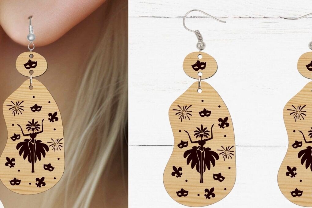 Σετ των 3 Intra απο ξύλο plywood  Χρώμα wenge 3mm-4mm πάχος - Σκουλαρίκι , κοπής με λέιζερ σκουλαρικιών Δίασταση 3x3 cm INTRAFABR-118738731