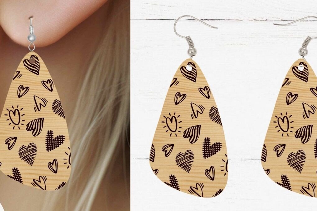 Σετ των 3 Intra απο ξύλο plywood  Χρώμα wenge 3mm-4mm πάχος - Σκουλαρίκι , κοπής με λέιζερ σκουλαρικιών Δίασταση 3x3 cm INTRAFABR-118738819