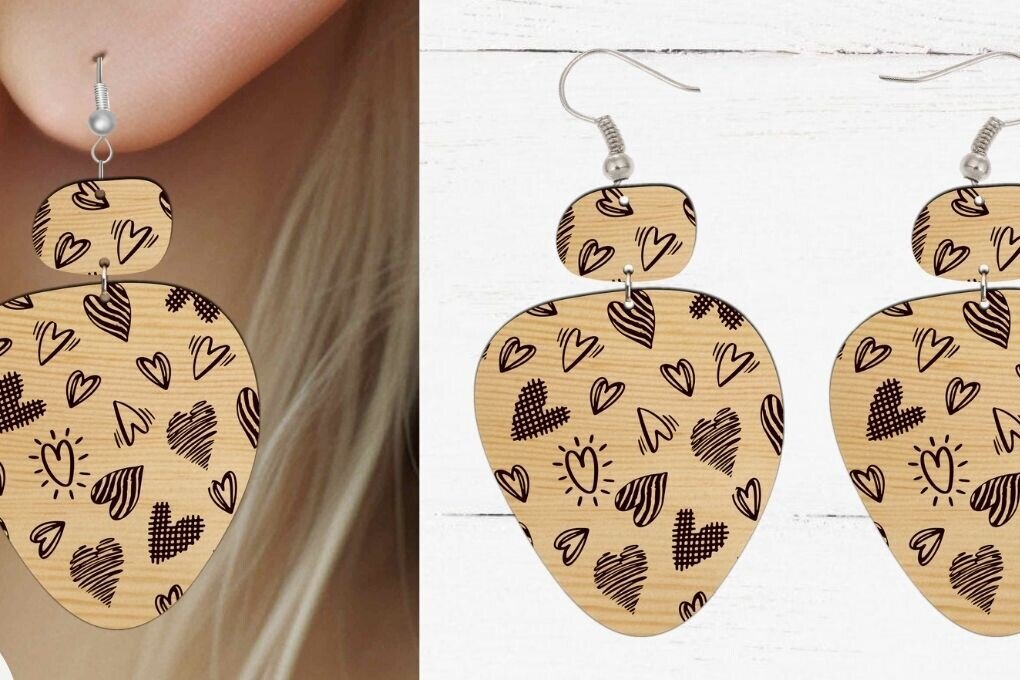 Σετ των 3 Intra απο ξύλο plywood  Χρώμα wenge 3mm-4mm πάχος - Σκουλαρίκι , Σκουλαρίκι File Δίασταση 3x3 cm INTRAFABR-118738895